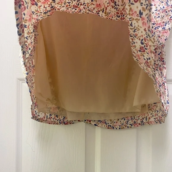 japna mini skater skirt floral women’s satin rose soft double lined medium M - Picture 4 of 7